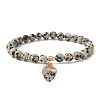 Natural Dalmatian Jasper Round Beaded Stretch Bracelets BJEW-JB09727-02-1