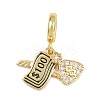 Brass Micro Pave Clear Cubic Zirconia 100 Dollars European Dangle Charms KK-I352-17G-1