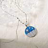 Elegant Brass Marine Blue Enamel Wave Sun Moon Pendant Necklaces WB9731-1-1