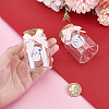 2Pcs Column Transparent Glass Baby Girl Teeth Empty Cork Bottles with Bowknot and Plastic Tooth Picture Stickers AJEW-NB00015-3