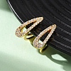 Teardrop Brass Micro Pave Clear Cubic Zirconia Cuff Earrings EJEW-F384-21G-1
