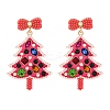 Christmas Trees with Bowknot Alloy Dangle Stud Earrings for Women EJEW-Z078-01B-2