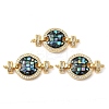 Rack Plating Brass Micro Pave Cubic Zirconia Flat Round Connector Charms KK-K385-100G-03-1