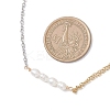 Natural Cultured Freshwater Pearl Rice Beaded Pendant 304 Stainless Steel Cable Chain Double Layer Necklaces NJEW-JN05681-3