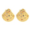 Rack Plating Brass Micro Pave Cubic Zirconia Stud Earring X-EJEW-C102-35G-02-1