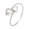 Rack Plating Brass Pave Clear Cubic Zirconia Heart Open Cuff Rings for Women BJEW-B110-04A-P-1