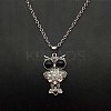 Alloy Jet Rhinestone Cute Creative Owl Pendant Necklaces for Women OA8083-1