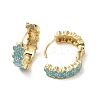 Flower Real 18K Gold Plated Brass Hoop Earrings EJEW-L268-015G-01-2