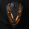 Bohemian Style Wood Beaded Multilayer Necklaces & Dangle Earrings Sets WG93846-05-1