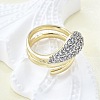 Brass Micro Pave Clear Cubic Zirconia Cuff Rings for Women RJEW-G347-15GP-3