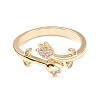 Clear Cubic Zirconia Flower of Life Cuff Ring RJEW-C028-02G-2