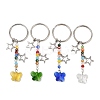 4Pcs Butterfly Glass Pendant Keychain KEYC-JKC01204-1