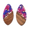 Transparent Resin and Walnut Wood Pendants RESI-T057-05G-2