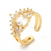 Clear Cubic Zirconia Oval Open Cuff Ring RJEW-I095-01G-1