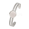 304 Stainless Steel Blank Cuff Bangle Bases with Flat Round Tray SA-CBA82C8-05B-P-1