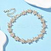 Cubic Zirconia Flower Link Bracelets BJEW-L711-03G-08-2