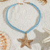 Ocean Alloy Starfish Pendant Twisted Cotton Cord Necklaces FS-WG595AC-07-1