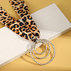 Cloth Leopard Print Scarf Necklaces with Alloy Pendant FS-WG91A7A-02-1