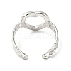 Non-Tarnish 304 Stainless Steel Heart Open Cuff Ring for Women RJEW-I085-11P-3