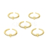 Clear Cubic Zirconia Initial Letter Open Cuff Ring RJEW-H120-09G-T-4