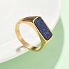 316L Stainless Steel Natural Lapis Lazuli Finger Rings for Women RJEW-U054-02C-03G-1