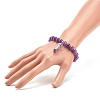 Natural Amethyst Round Beaded Stretch Bracelet with Bullet Shape Charm BJEW-JB08310-03-3