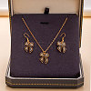 Alloy Rhinestone & Enamel Pendant Necklaces & Dangle Earrings Sets for Women FS-WGD52C4-13-1