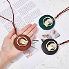 3Pcs 3 Colors Alloy Flat Round with Bird Pendant Necklaces Set with Faux Suede Cords NJEW-FI0001-30-3