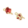 Brass Pave Cubic Zirconia Heart Connector Charms KK-P347-02G-03-3