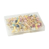 40Pcs 8 Colors Golden Alloy Glass Pendants PALLOY-FS00025-6