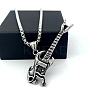 Punk Fashion 304 Stainless Steel Skull Guitar Pendant Necklaces for Unisex CY1349-1
