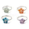 Flower Natural Green Aventurine & Carnelian & Amethyst & Apatite Finger Rings RJEW-TA00158-1