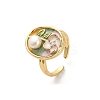 Brass Enamel Cuff Rings RJEW-K291-03G-02-4