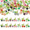 28Pcs 7 Colors Crackle Baking Paint  Glass Pendants PALLOY-TAC0185-1