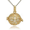 Golden Tone Brass Hollow Round Cage Pendants KK-J231-07G-1