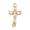 Brass Pave Clear Cubic Zirconia Connector Charms KK-H529-39A-G-1