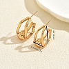 Square with Round Stainless Steel Stud Earrings CE7913-2