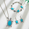Tortoise Synthetic Turquoise Pendant Necklacres & Link Bracelets & Dangle Earring Sets FS-WG4B145-01-2