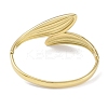 304 Stainless Steel Rhinestone Leaf Hinged Bangles for Women BJEW-C071-13G-02-3