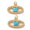 Brass Micro Pave Cubic Zirconia with Synthetic Opal Pendants KK-D096-11G-1