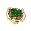 Oval with Buddha Brass Glass Finger Rings RJEW-P128-01G-2