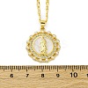 Brass Clear Cubic Zirconia Flat Round with Virgin Mary Pendant Necklaces NJEW-C071-07A-G-5