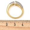 Brass Micro Pave Clear Cubic Zirconia Cuff Finger Rings for Women RJEW-B112-06GP-5
