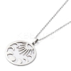 201 Stainless Steel Sun with Moon Phase Pendant Necklace with Cable Chains NJEW-Q317-04P-2