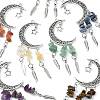 7Pcs Natural & Synthetic Gemstone Moon Pendant Decorations PALLOY-FS00062-2