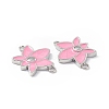 Rack Plating Brass Pave Clear Cubic Zirconia Connector Charms KK-B065-26P-01-3