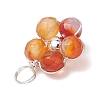Natural Amazonite & Apatite & Rose Quartz & Amethyst & Red Agate Faceted Round Beaded Pendants PALLOY-JF03606-02-5