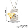Brass Micro Pave Clear Cubic Zirconia Bee Initial Pendant Necklaces FS-WGF5E80-19-1