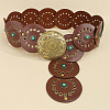 Western Retro PU Leather & Resin Imitation Gemstone Disc Chain Belts with Alloy Buckles AJEW-WH20064-21-3