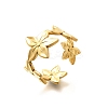 Flower 201 Stainless Steel Open Cuff Ring for Women RJEW-A053-02F-G-2